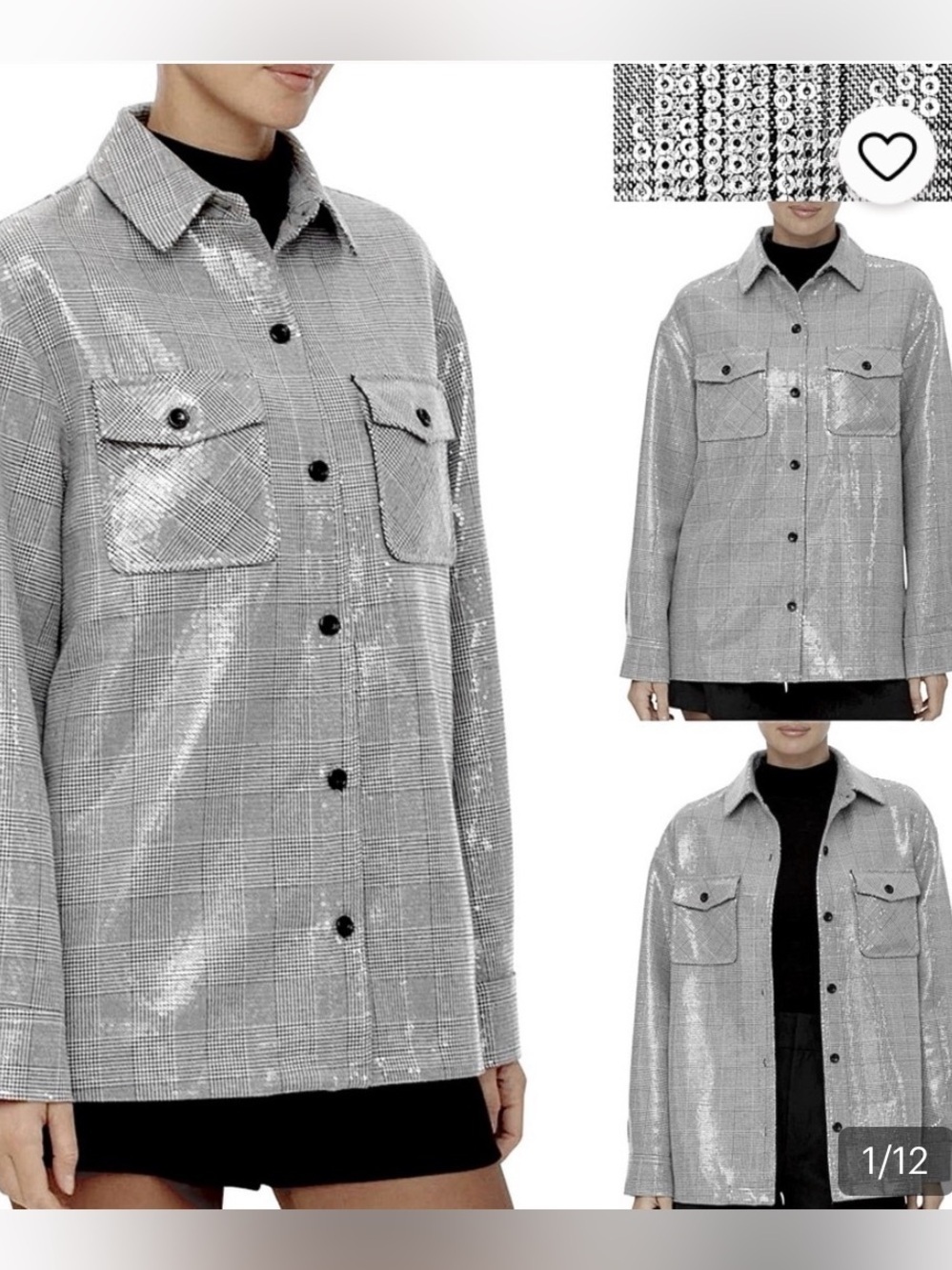 bagatelle Gray Plaid Shacket with Subtle Shine ptp 21 length 26